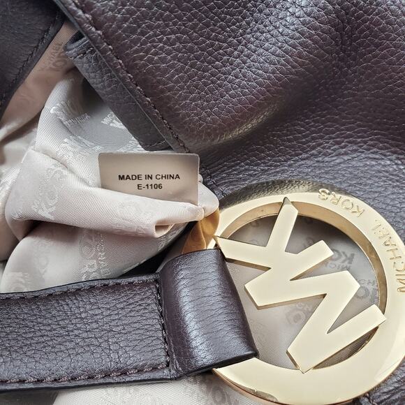 Michael Kors Fulton East West Chocolate Brown Pebbled Leather Tote - Picture 9 of 16